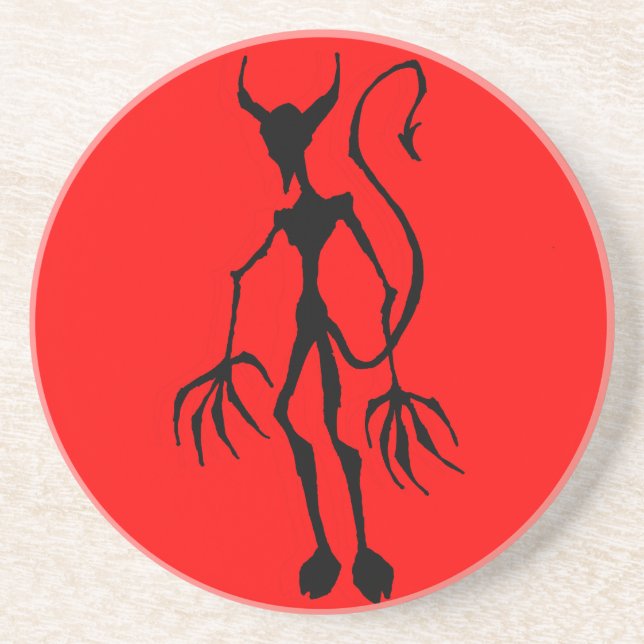 Posavasos De Arenisca Creepy Devil Stick Figure (Frente)