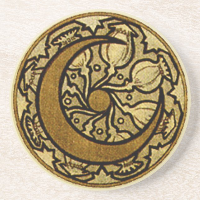 Posavasos De Arenisca Crescent Moon Mucha Zodiac (Frente)