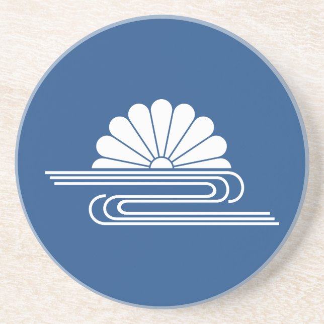 Posavasos De Arenisca Crisantemo con agua (Frente)