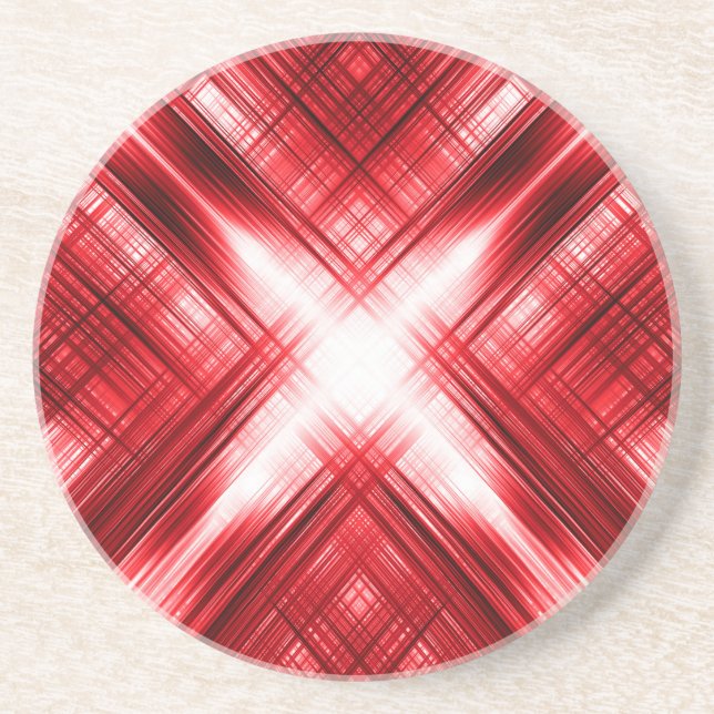 Posavasos De Arenisca Cruz de líneas rojas (Frente)