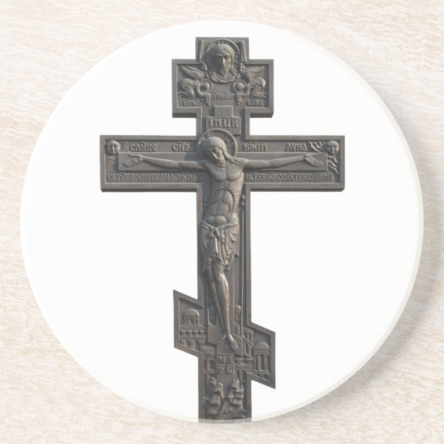 Posavasos De Arenisca Cruz ortodoxa rusa (Frente)