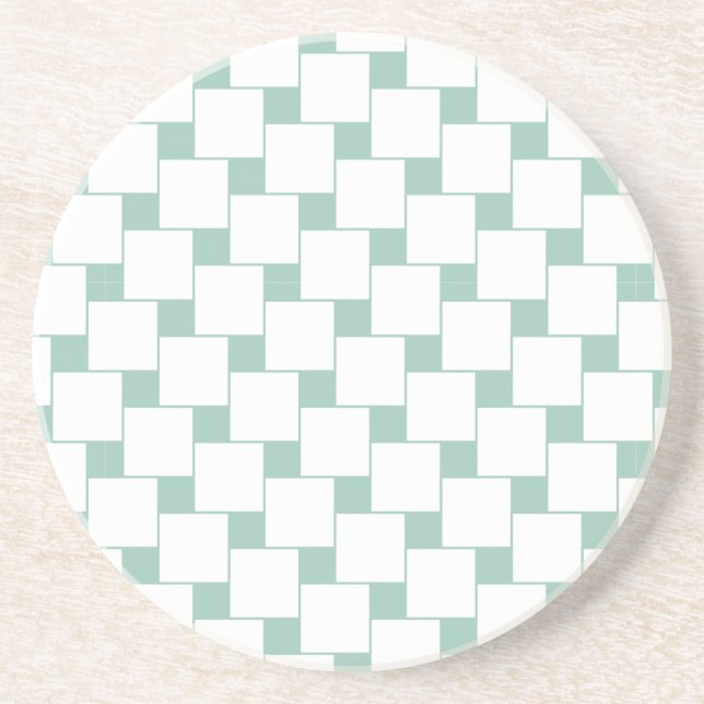 Posavasos De Arenisca Cuadrados trenzados divertidos Mint Green (Frente)
