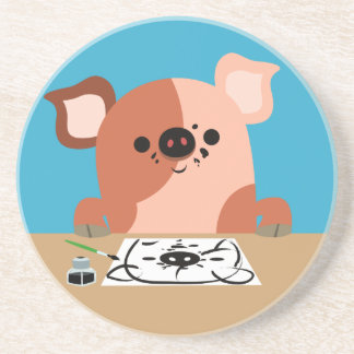 Posavasos De Arenisca Cuadros Personalizados Dibujar Cuadrador de lechón