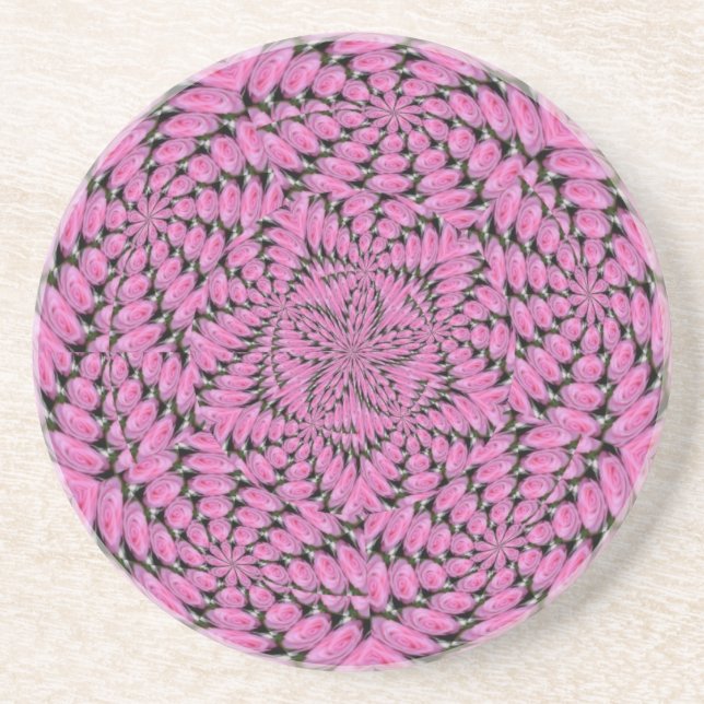 Posavasos De Arenisca Cubierta de diseño rosa (Frente)