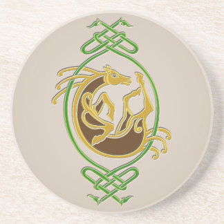 Posavasos De Arenisca Cuentos de caballos celtas - Verde y oro
