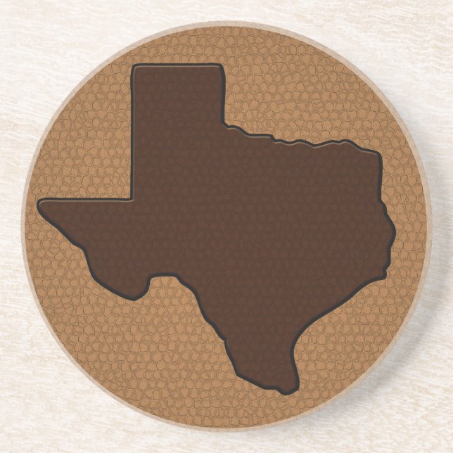Posavasos De Arenisca Cuero marrón parece Texas (Frente)