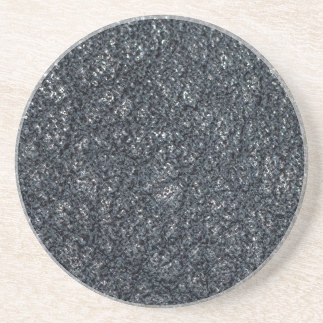 Posavasos De Arenisca Cuero negro texturado de vintage (Frente)