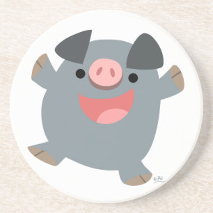 Posavasos De Arenisca Cuidad Personalizado Bouncy Pig Coaster