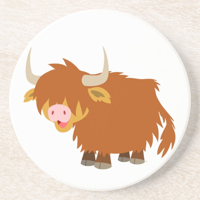 Posavasos De Arenisca Cuidad Personalizado Highland Cow Coaster (Frente)