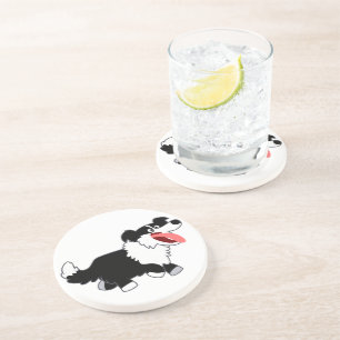 Posavasos De Arenisca Cuidada Happy Personalizado Border Collie Coaster
