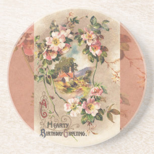 Posavasos De Arenisca Cumpleaños Floral Campestre Victoriano de la Décad