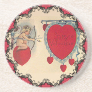 Posavasos De Arenisca Cupids Valentine Message Coaster