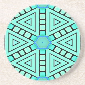 Posavasos De Arenisca Custodia de diseño geométrico Aqua Kaleidoscope