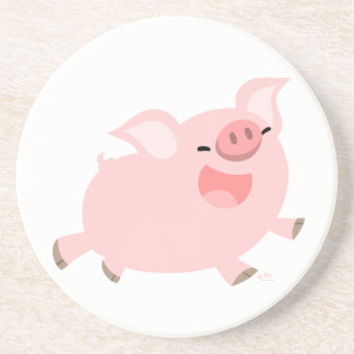 Posavasos De Arenisca Cuta y alegre montaña de cerdo Personalizado