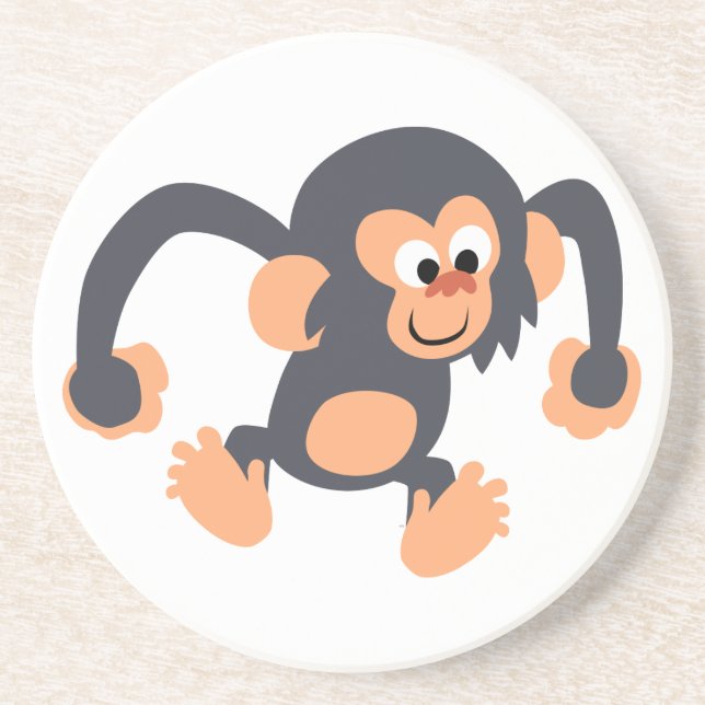 Posavasos De Arenisca Cute Bouncy Personalizado Chimpanzee Coaster (Frente)