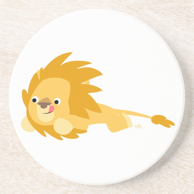 Posavasos De Arenisca Cute Bouncy Personalizado Lion Coaster (Frente)