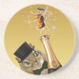 Posavasos De Arenisca Cute Chipmunk Fiesta de Nochevieja