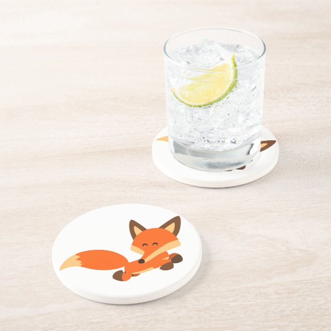 Posavasos De Arenisca Cute Fleet Personalizado Fox Coaster (Lado)