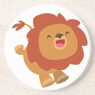 Posavasos De Arenisca Cute Gamboling Personalizado Lion Coaster