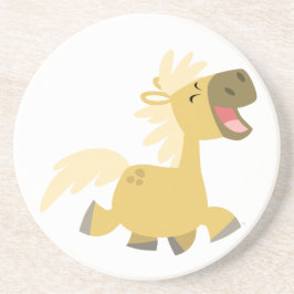 Posavasos De Arenisca Cute Laughing Personalizado Pony Coaster