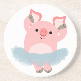 Posavasos De Arenisca Cute Personalizado Ballerina Pig Coaster