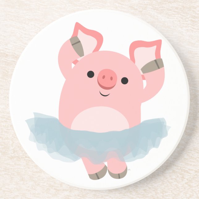 Posavasos De Arenisca Cute Personalizado Ballerina Pig Coaster (Frente)
