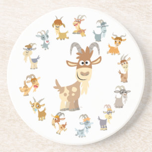 Posavasos De Arenisca Cute Personalizado Goat Mandala