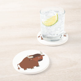 Posavasos De Arenisca Cute Shy Personalizado Bull Coaster