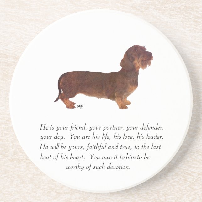 Posavasos De Arenisca Dachshund Keepsake - Male (Frente)