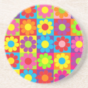 Posavasos De Arenisca Daisy de energía de flor pop retro