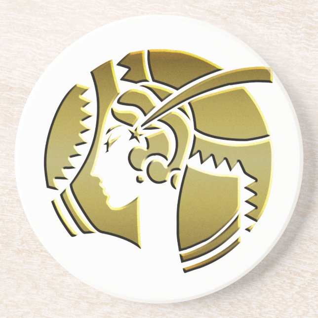 Posavasos De Arenisca Dama de Art Deco en oro (Frente)