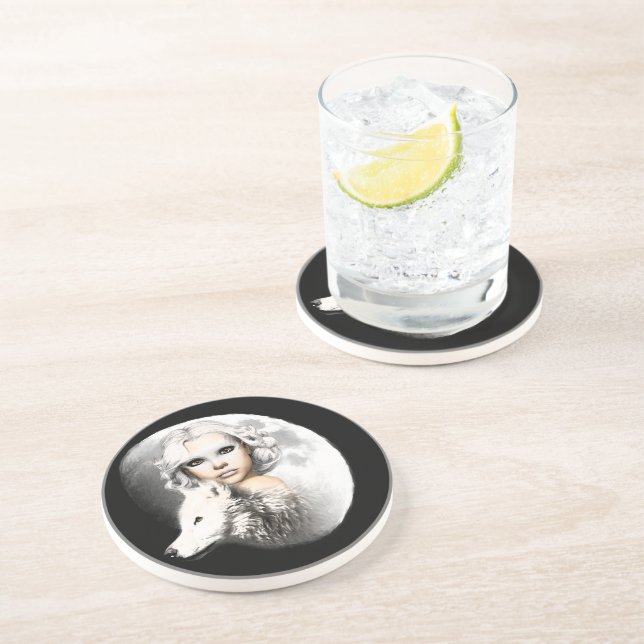 Posavasos De Arenisca Dama de la Luna (Lado)