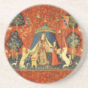 Posavasos De Arenisca Dama y Unicornio Tapiz Medieval: Arte Francés