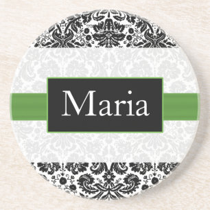 Posavasos De Arenisca damasco lime personalizado