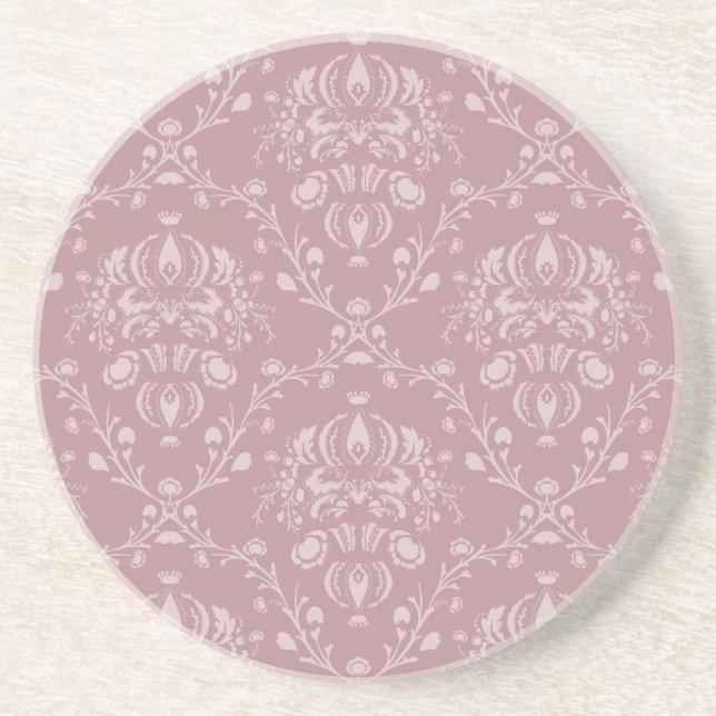 Posavasos De Arenisca Damasco morado y blanco (Frente)