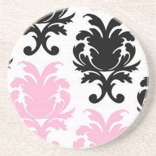 Posavasos De Arenisca damasco negro blanco negro adorable