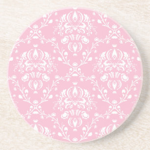 Posavasos De Arenisca Damasco rosa y blanco