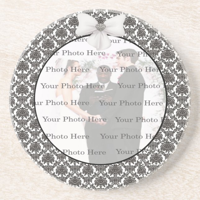 Posavasos De Arenisca Damask Elegance Boda Coaster (Frente)