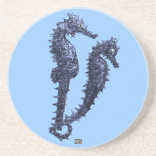 Posavasos De Arenisca Danza de los Seahorses (azules)