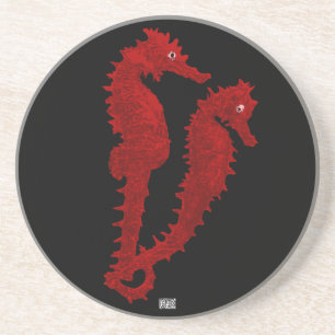 Posavasos De Arenisca Danza de los Seahorses (rojos)