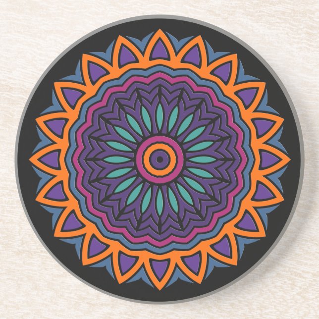 Posavasos De Arenisca DART Mandala - Flor (Frente)