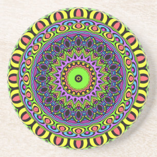 Posavasos De Arenisca DARTs Mandala - neon 1