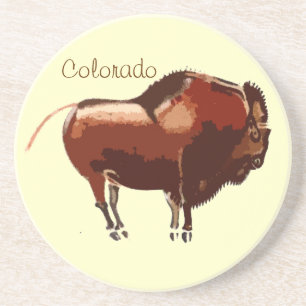 Posavasos de arenisca de bisonte pintado de Colora