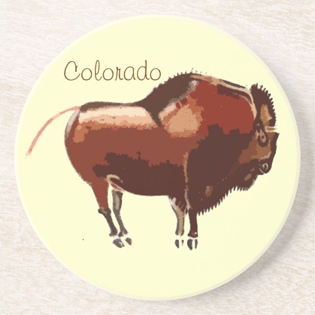 Posavasos de arenisca de bisonte pintado de Colora (Frente)