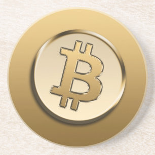 Posavasos de arenisca de Bitcoin dorado
