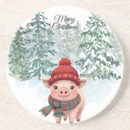 Posavasos de arenisca de cerdo de Navidad