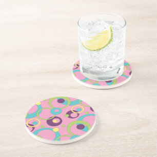 Posavasos de arenisca de círculos rosas funky