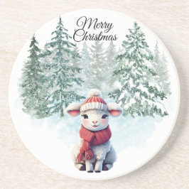 Posavasos de arenisca de cordero de Navidad