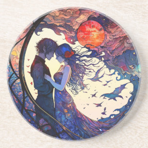 Posavasos de arenisca de vidrio emplomado de parej