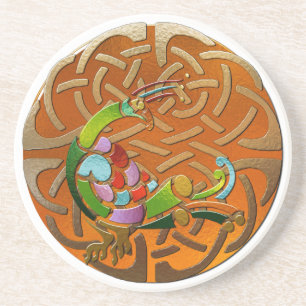Posavasos De Arenisca Deco celta de pavo real